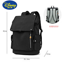 迪士尼（Disney）高级质感牛津布双肩包男包潮流大容量学生书包旅行背包电脑包 黑色牛津布布料款