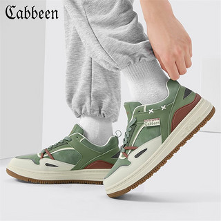 卡宾（CABBEEN）男鞋复古版低帮板鞋舒适休闲鞋户外潮鞋2023秋冬 米绿 皮鞋码38