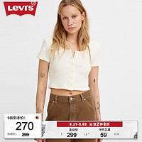 Levi's李维斯23女士米白色休闲修身短袖针织衫舒适百搭 米白色 L