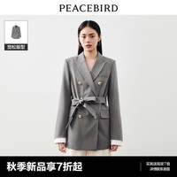 太平鸟法式气质西装外套女2023秋季新款设计感精致定制通勤仿羊毛 黑色 S