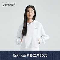 Calvin Klein Jeans23早秋女士简约刺绣字母抓绒休闲连帽卫衣40WI255 YAA-月光白 M