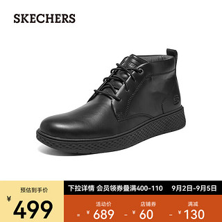 斯凯奇（Skechers）男士简约短筒马丁靴商务休闲系带鞋204893 黑色/BLK 41.5