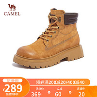 CAMEL 骆驼 2023冬季新款踢不烂大黄靴女机车户外登山工装靴子马丁靴 L23W076063土黄 35