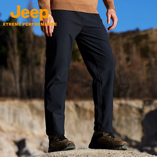 Jeep吉普男裤2023秋冬户外登山冲锋休闲裤男宽松直筒运动针织长裤 铸钢灰  L（150-165斤）