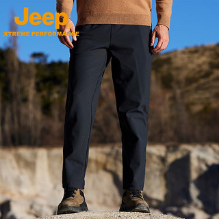 Jeep吉普男裤2023秋冬户外登山冲锋休闲裤男宽松直筒运动针织长裤 铸钢灰  L（150-165斤）