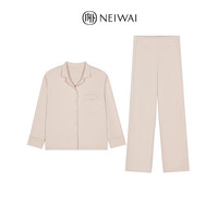 NEIWAI内外新女士零碳天丝莫代尔秋冬睡衣家居服套装垂顺睡眠含羊绒蛋白 翻领睡衣套装-凝脂白 S
