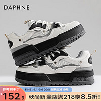 达芙妮（DAPHNE）板鞋女2023厚底百搭红色小白鞋运动休闲透气鞋子女设计感 白黑色 35