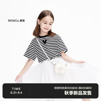 little MO&Co.迪士尼米奇IP littlemoco童装23男女童纯棉短袖T恤KBC3TEE015 黑白条色 110/52