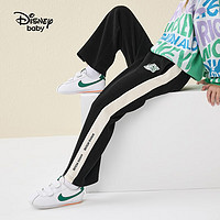 迪士尼（Disney）童装女童针织复古长裤2023秋装裤子儿童春秋运动休闲裤洋气 碳黑 120