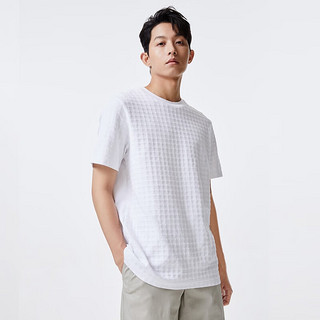 杰克·琼斯（JACK&JONES）夏季舒适棉质圆领百搭休闲简约纯色直筒短袖男士上衣T恤潮流 白 180/100A/L