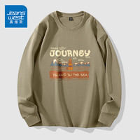 真维斯（JEANSWEST）长袖t恤男纯棉男士内搭上衣青少年2023春秋季薄款打底衫男款卫衣 卡其 海岛旅行 M