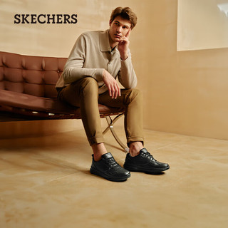 斯凯奇（Skechers）男士绑带商务休闲鞋透气耐磨210835 全黑色BBK 39.5