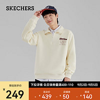 斯凯奇（Skechers）2023年秋季男女同款学院风POLO领上衣卫衣P423U015 浅灰色 XS