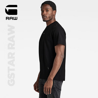 G-STAR RAW23秋新Moto宽松罗纹重磅针织圆领男士短袖时尚T恤D23464 黑色 XS