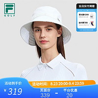 FILA 斐乐女帽圆帽2023秋新高尔夫运动帽遮阳帽渔夫帽大帽檐 玉石白-WT XS