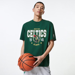杰克琼斯 杰克·琼斯（JACK&JONES）夏季NBA联名凯尔特人半袖上衣刺绣宽松短袖T恤男223301014 深绿 180/100A/L
