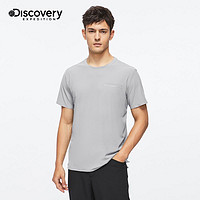 discovery expedition Discovery运动t恤男士2023夏季户外休闲透气简约纯色短袖