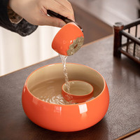 瓷牌茗茶具(cipaiming teaset)茶洗水果柿子杯洗家用会客水孟陶瓷建水大容量茶渣缸功夫茶具配件 初言《柿柿如意》茶洗