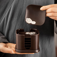 瓷牌茗茶具(cipaiming teaset)防烫杯垫家用功夫茶具套装会客办公茶杯托现代轻奢茶道配件6个 电木方形(镶锡枫叶)6片装+垫托