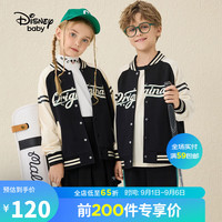 Disney 迪士尼 童装儿童男女童长袖棒球服外套复古学院风上衣23秋DB331IE10黑130