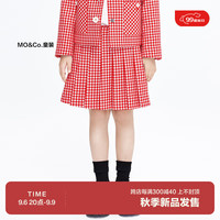little MO&Co.童装女童小香风百褶裙裙裤短裤裤子儿童裙子半身裙 红白格 110 110/53