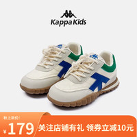 Kappa 卡帕 Kids背靠背卡帕儿童鞋男女童2023春季潮流百搭休闲透气轻便 006绿/兰|皮|建议拍大一码