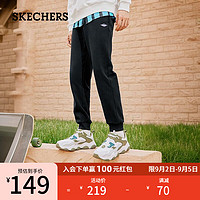 SKECHERS 斯凯奇 秋季休闲百搭宽松黑色运动长裤