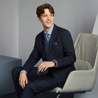 柒牌含羊毛时尚西服男2023秋冬商务西装易打理单西外套 黑色 B44(165/88B)