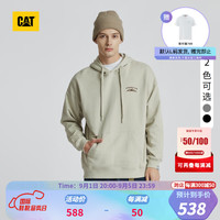 卡特彼勒CAT卡特23秋冬男式简约刺绣logo设计连帽宽松休闲卫衣 灰色 S