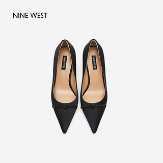 NINE WEST 玖熙 真丝高跟鞋女鞋2023秋国风典雅气质宴会细跟单鞋 黑色 34