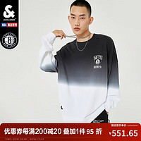 杰克·琼斯（JACK&JONES）NBA联名款秋宽松纯棉圆领撞色胶印渐变长袖运动卫衣男223333072 黑色-E40 165/88A/XS