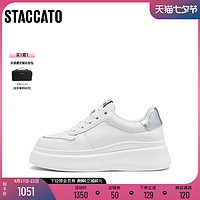 STACCATO 思加图 2023秋季百搭小白鞋板鞋厚底增高运动休闲鞋女Y2601CM3