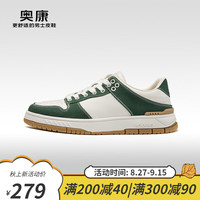 奥康(Aokang)男鞋 2023秋季透气舒适休闲鞋男平底运动滑板鞋 白/绿 43