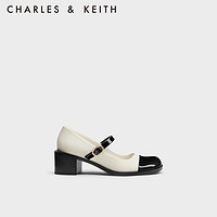 CHARLES&KEITH23秋季圆头拼色一字带粗跟玛丽珍鞋单鞋女CK1-60580280 Multi综合色 37