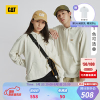 卡特彼勒CAT卡特23秋男士户外休闲基础易搭logo硅胶印花连帽卫衣套衫 灰色 M