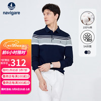  navigare/纳维凯尔 抗菌 男士POLO衫  海军蓝/灰 S/46