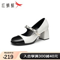 RED DRAGONFLY/红蜻蜓 法式复古 女士高跟鞋 米白色 34