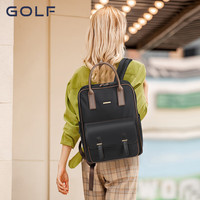 高尔夫(GOLF)双肩包女休闲女士背包15英寸电脑包学院风书包旅行出差包 优雅黑