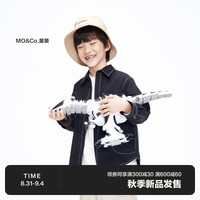 little MO&Co.little moco童装23秋装男童纯棉长袖衬衫挺括外套KBC3SHT006 黑色 150/72