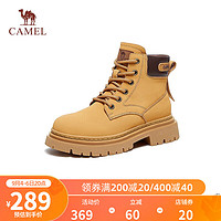 CAMEL 骆驼 2023冬季新款大黄靴复古厚底户外登山马丁靴女 L23W229123土黄 40