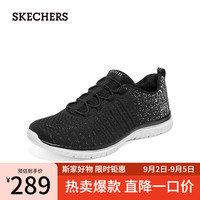 斯凯奇（Skechers）2023年秋季女一脚蹬休闲鞋健步鞋网布透气舒适 黑色/白色/BKW 36