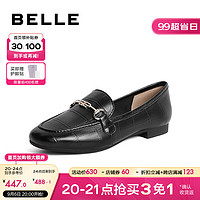 BeLLE 百丽 气质乐福鞋女23秋季新商场同款羊皮革一脚蹬单鞋A1J1DCA3 黑色 36