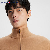 TOMMY HILFIGER23秋冬男装棉羊绒混纺净色绣标合身拉链针织开衫34115 卡其色GW8 S