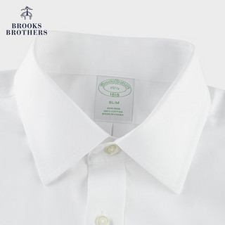 布克兄弟（BrooksBrothers）男士23新牛津纺免烫宽距领修身正装衬衫 1001-白色 16/H