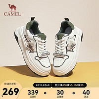 骆驼（CAMEL）厚底板鞋女2023秋季新款潮流百搭设计感时尚运动休闲鞋 L23A283039米/绿 37