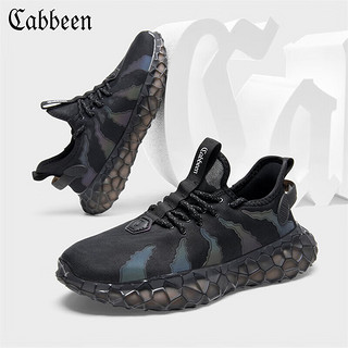 卡宾（CABBEEN）男鞋潮流时尚百搭透气网面运动鞋跑步鞋休闲鞋鞋子男 黑色 42