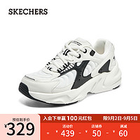 斯凯奇（Skechers）踏浪熊猫鞋情侣鞋老爹鞋117362 白色/蓝色/多彩色/WBMT 35