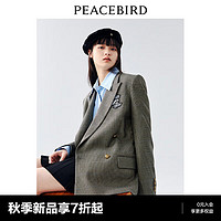 太平鸟学院风西装外套女2023秋复古韩版格子制服时尚高级感 中性格纹 M