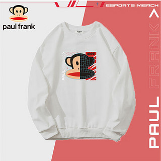 大嘴猴（paul frank）长袖卫衣男士2023秋季秋季宽松套头潮流休闲上衣男白色L