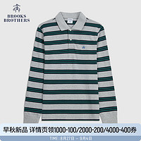 布克兄弟（BrooksBrothers）男士23秋冬纯棉珠地网眼条纹修身POLO衫 0002-灰色条纹 XS